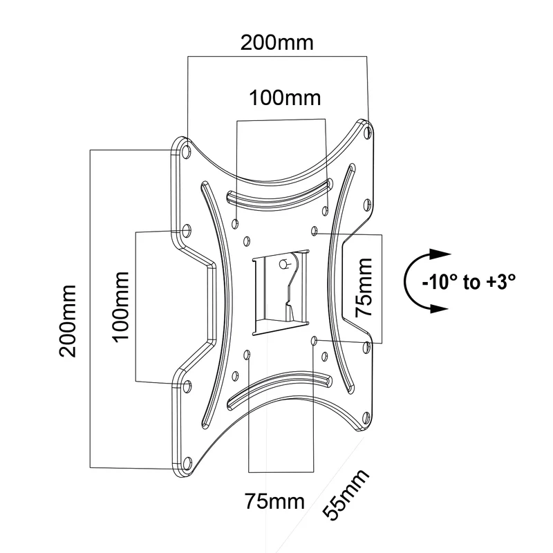 Maclean MC-414 TV Monitor Wall Mount max. VESA 200x200 23-43 30kg Black Tilting Bracket Holder
