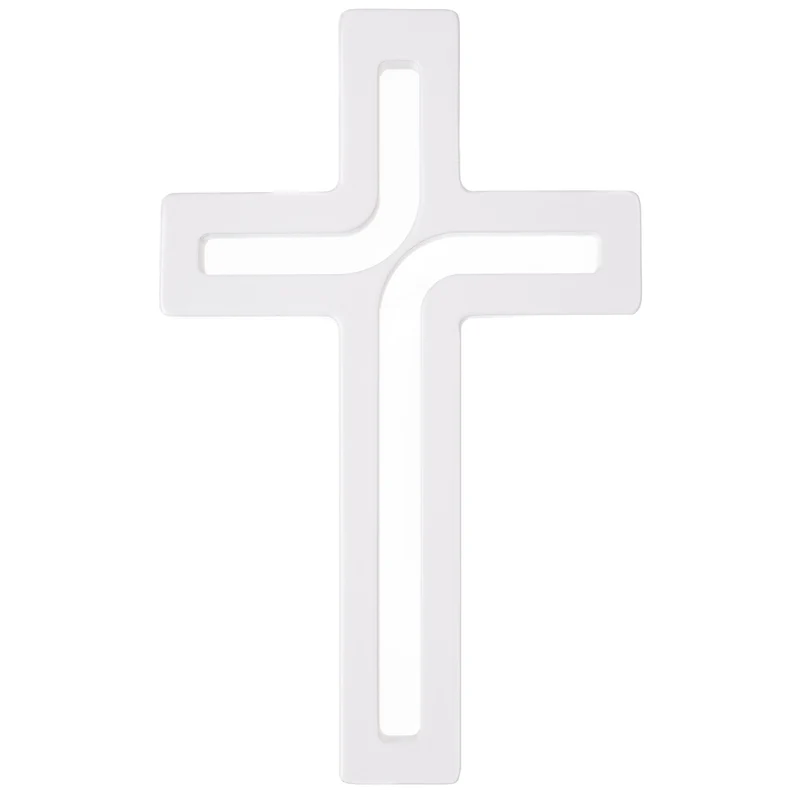 LUDA STUDIO Modern Wooden Hanging Wall Cross WHITE 30 x 18 x 1.8 cm Beech Wood