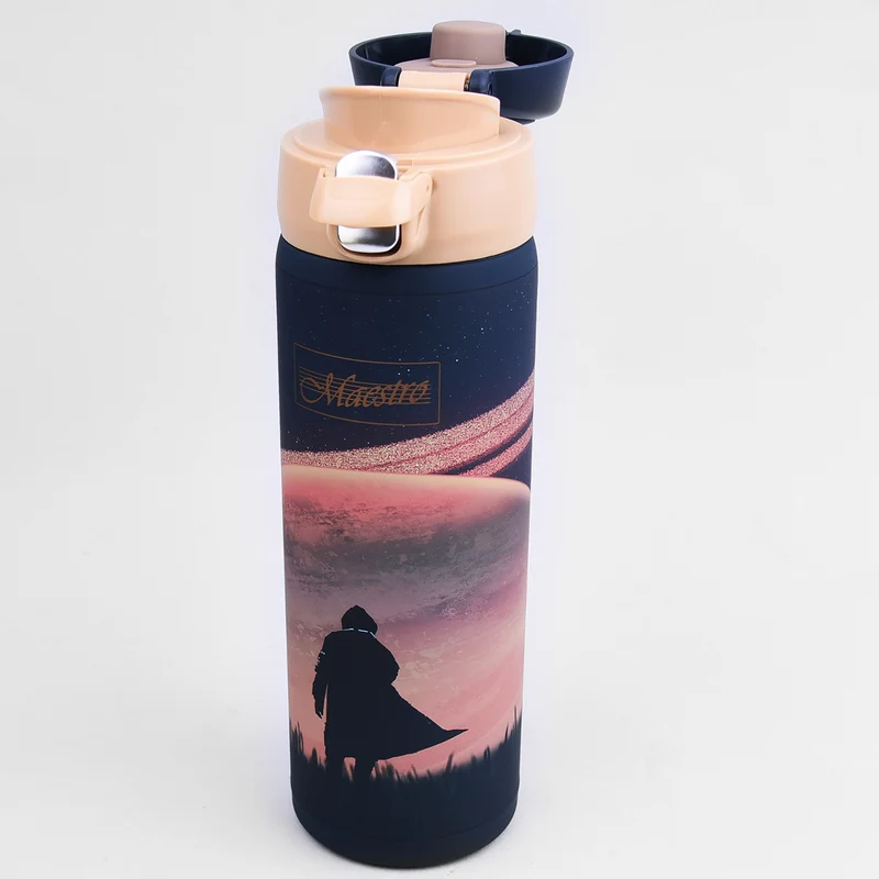 thermo mug coffee mug thermos jug insulated mug insulated bottle made of stainless steel for hot or cold drinks 400ml (Space / Weltraum)