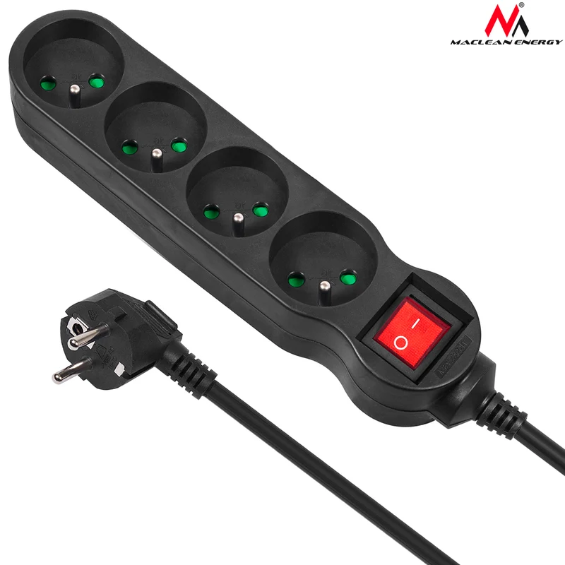 Maclean Energy MCE183 power strip 5 socket extension with switch