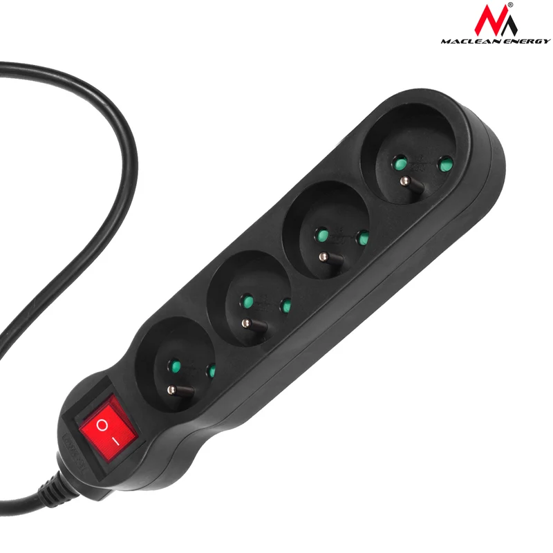 Maclean Energy MCE183 power strip 5 socket extension with switch