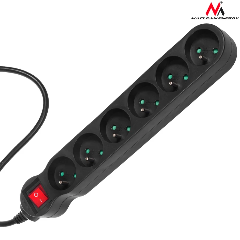 Maclean Energy MCE183 power strip 5 socket extension with switch
