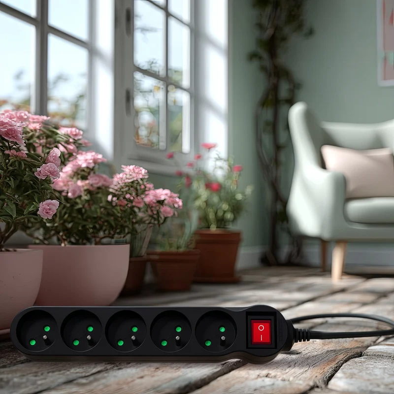 Maclean Energy MCE183 power strip 5 socket extension with switch