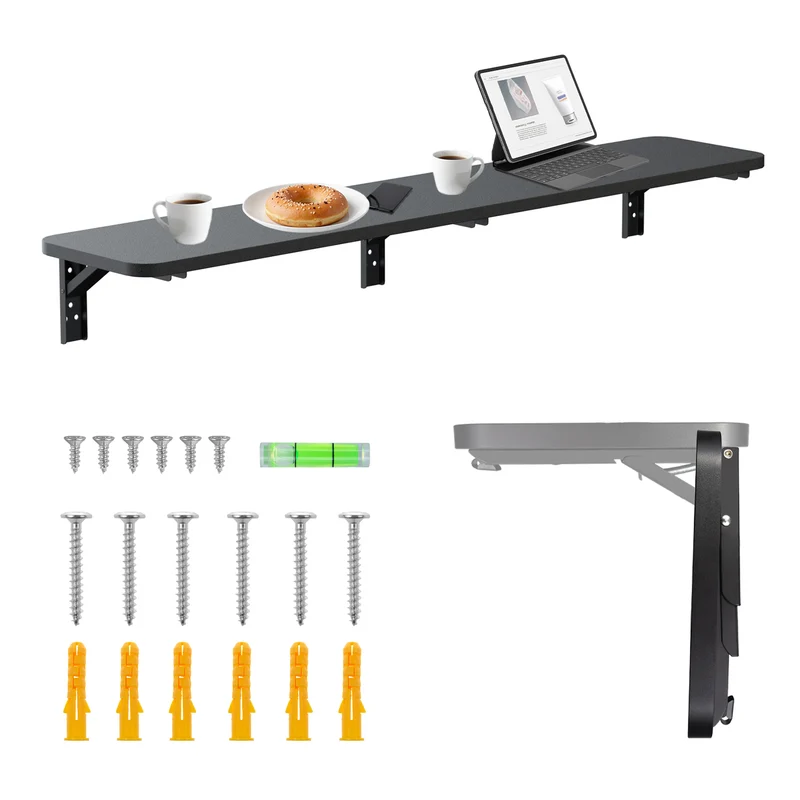 Maclean folding shelf/top, black, 100x20 cm, max. 50 kg, MC-129 B