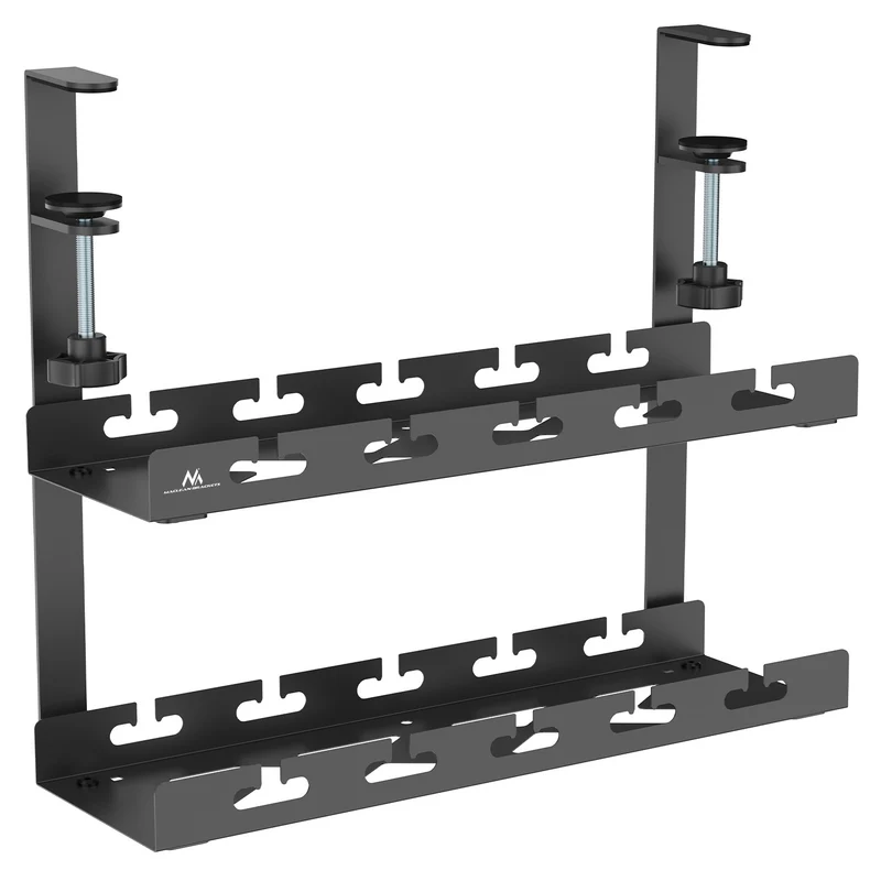 Maclean under-desk cable organizer, max load 5kg, 2 levels, black, MC-104 B