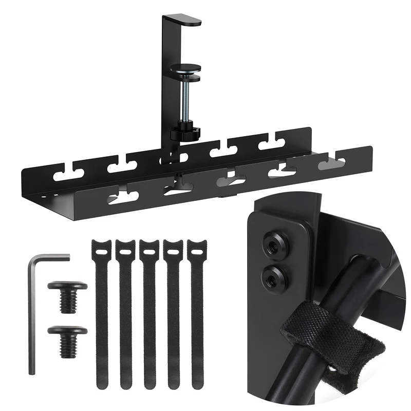 Maclean under-desk cable organizer, max load 5kg, black, MC-105 B