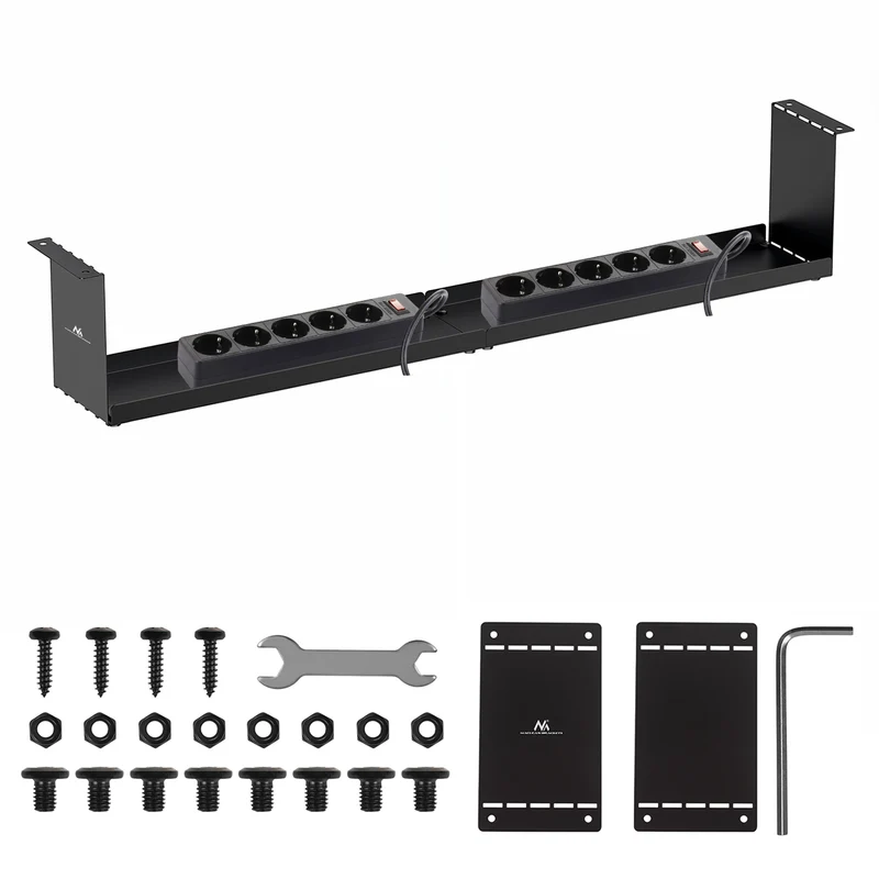 Maclean compact under-desk cable organizer, max load 5kg, black, MC-107 B