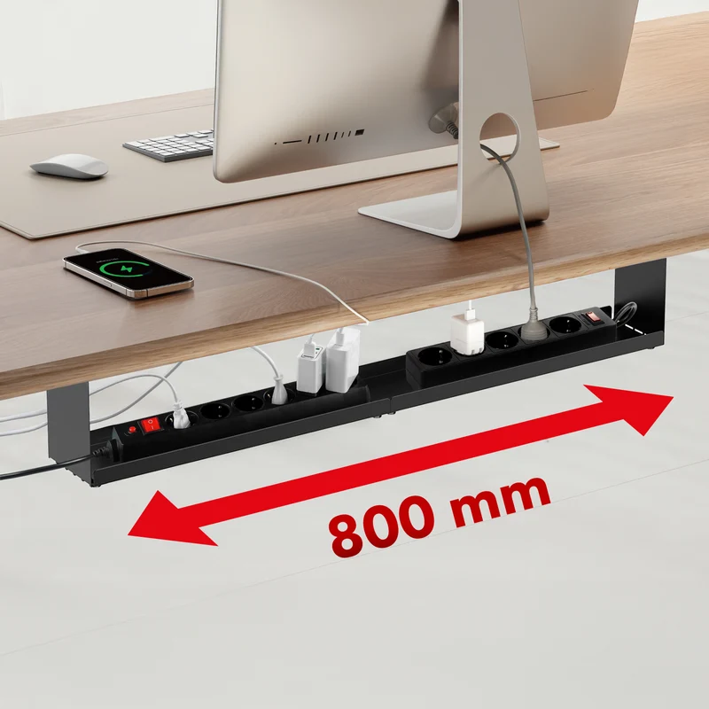 Maclean compact under-desk cable organizer, max load 5kg, black, MC-107 B
