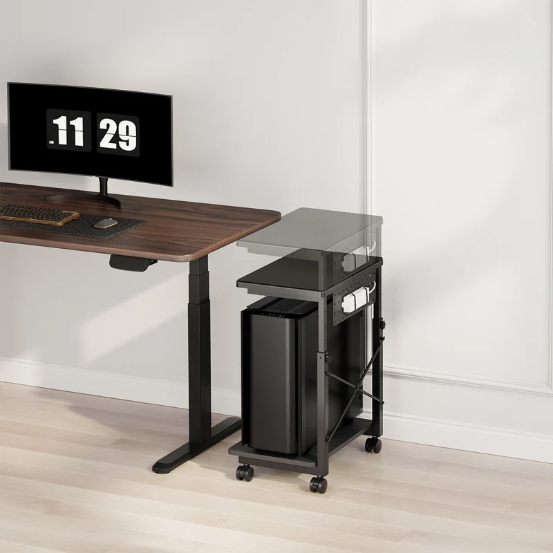 NanoRS CPU cart stand with shelf, 80kg max, adjustable height 550~850mm, RS430