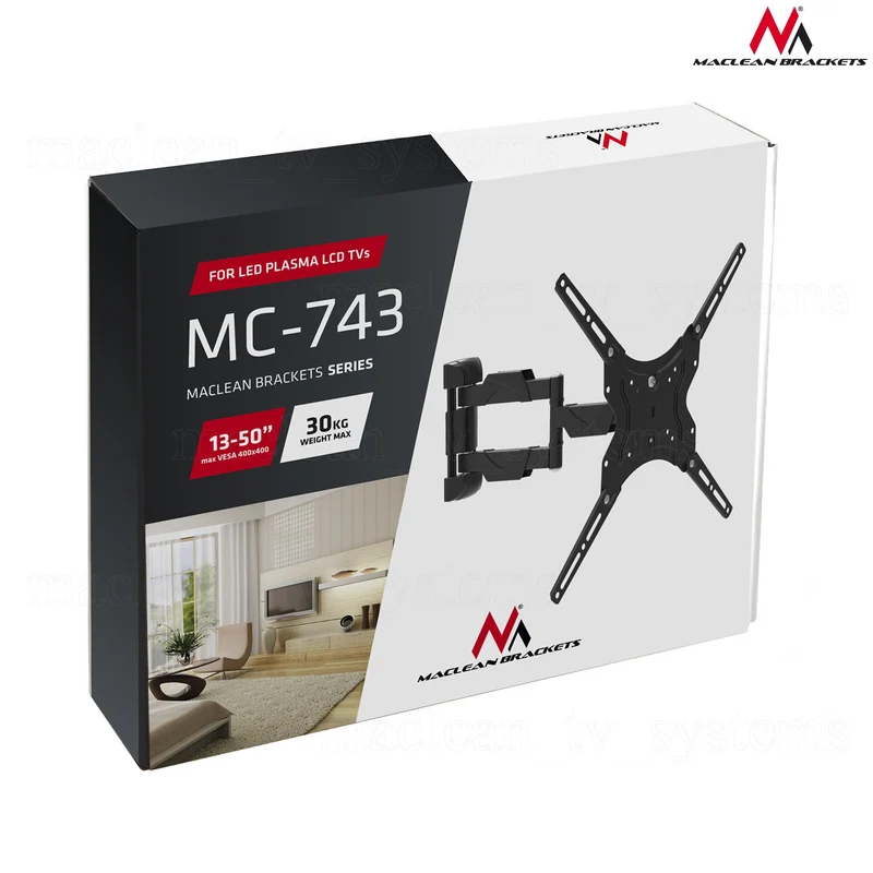 Maclean MC-743 TV Wall Mount Bracket Monitor Plasma LCD LED Holder 13" - 65" VESA 30kg
