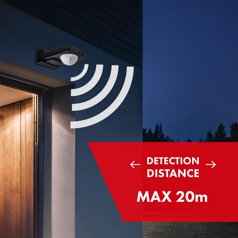 Maclean PIR motion sensor, infrared, IP65, max 2000W, black, MCE243 B, 2 pieces