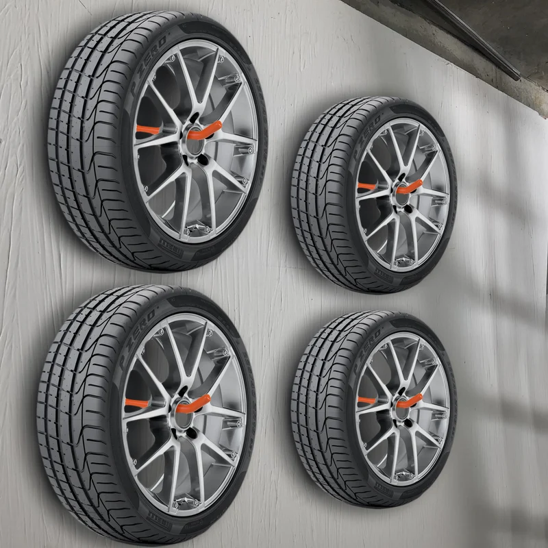 Set of 4 Maclean wall mounts, for tires, wheels, ladder, bicycle, steel, max load 60kg/1 mount, MC-437