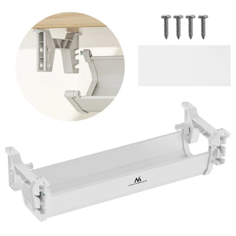 Maclean under-desk cable/extension organizer, max. load 5kg, white, MC-106 W