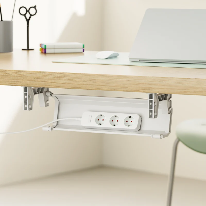 Maclean under-desk cable/extension organizer, max. load 5kg, white, MC-106 W