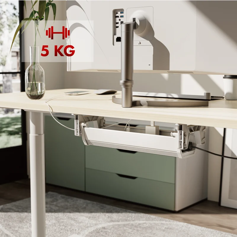 Maclean under-desk cable/extension organizer, max. load 5kg, white, MC-106 W
