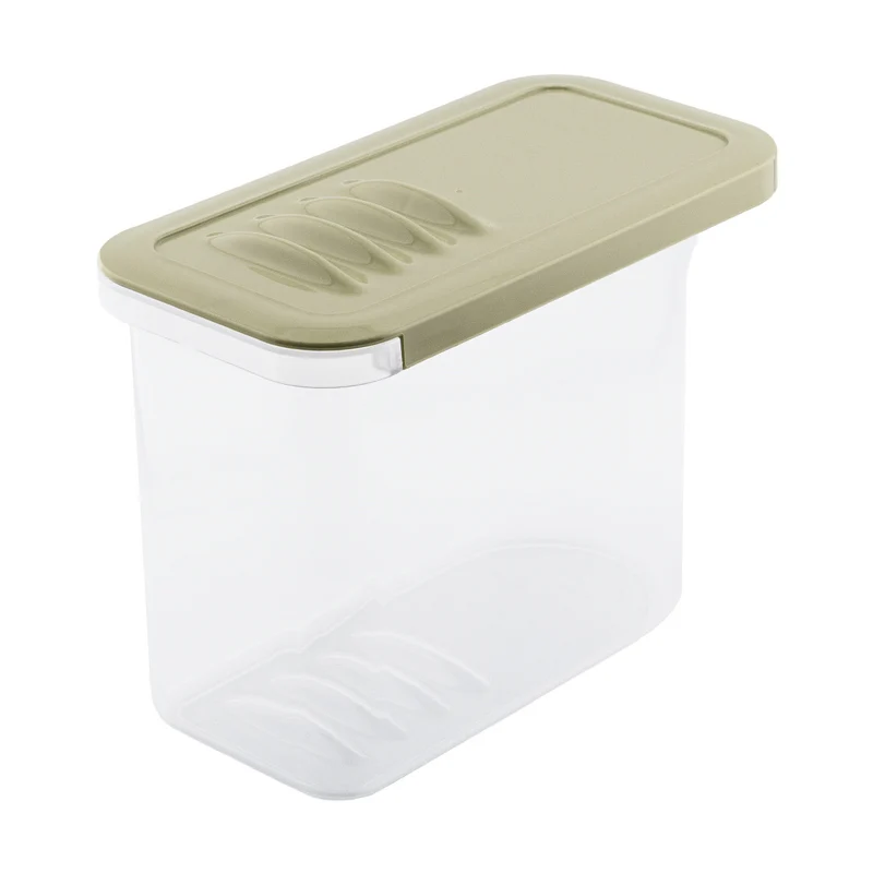 BranQ food container, 1l, transparent, olive green lid, Shark
