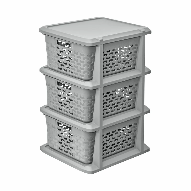 BranQ stand, 3 pull-out baskets, universal, grey, Cotton 1783