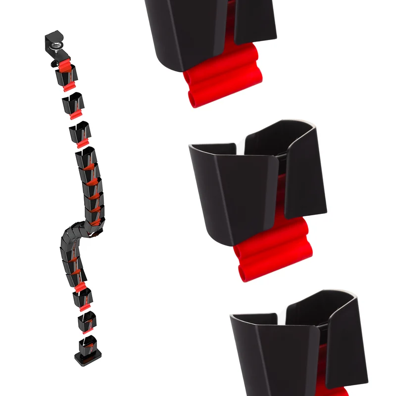 Nano RS desk cable organizer / cable grille, 1345mm, black and red, RS125