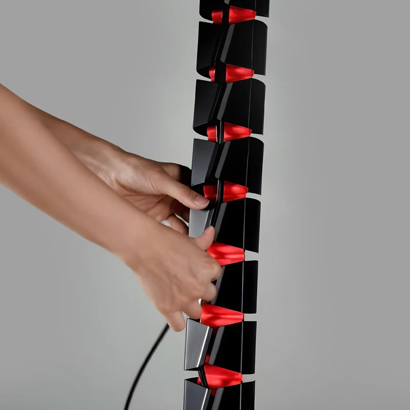 Nano RS desk cable organizer / cable grille, 1345mm, black and red, RS125