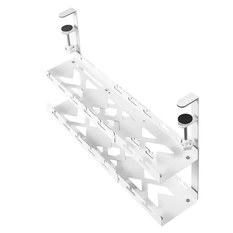 Maclean under-desk cable organizer, max. load 5kg, max. 728mm, 2 levels, white, MC-102 W