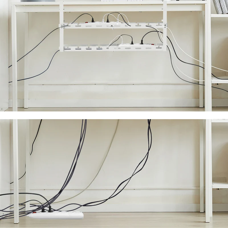 Maclean under-desk cable organizer, max. load 5kg, max. 728mm, 2 levels, white, MC-102 W