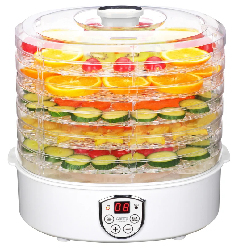 Camry CR 6659 Food Dehydrator 5 Trays 550W 35-70°C Temperature Control Electric Display Timer Perfect for Mushrooms Vegetables Fruit Fish Meat Herbs Flowers