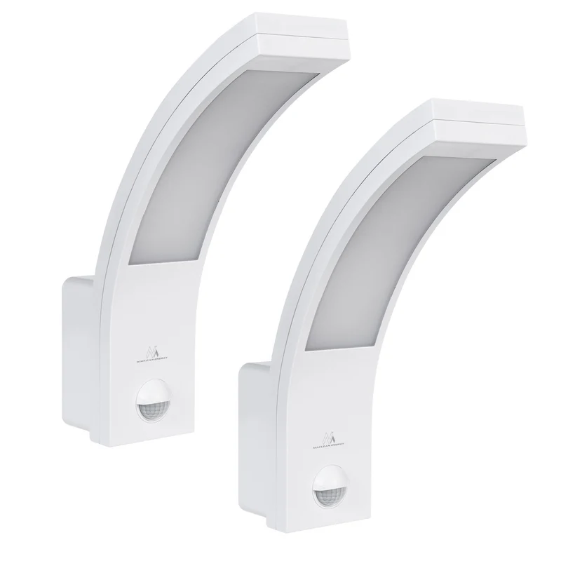 Maclean motion sensor LED lamp, PIR motion sensor, white, 10W, IP54, 750lm, neutral white (4000K) MCE244 W. 2 Pices
