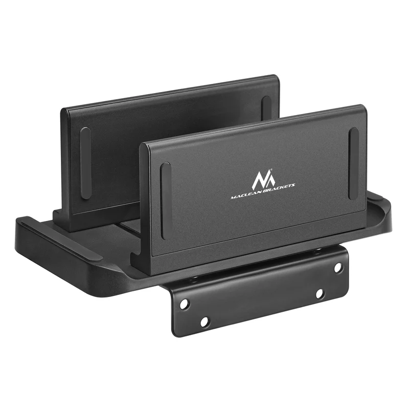 Maclean MC-454 Holder for Thin Client Terminal Mini PC CPU Stand Mount VESA Compatible Black Freestanding Sturdy