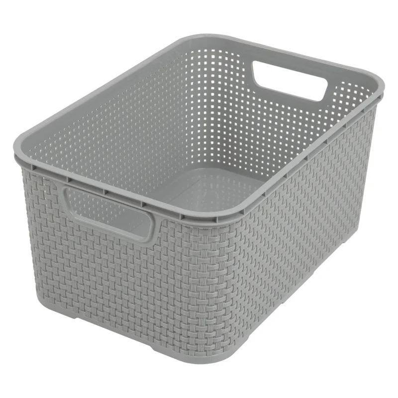 BranQ Rattan 7L gray storage basket with handles