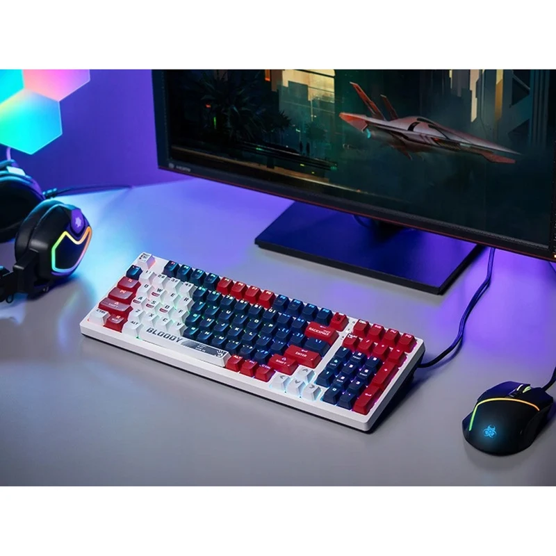 A4TECH BLOODY S98 USB Sports Navy Mechanical Keyboard (BLMS Red Plus Switches)