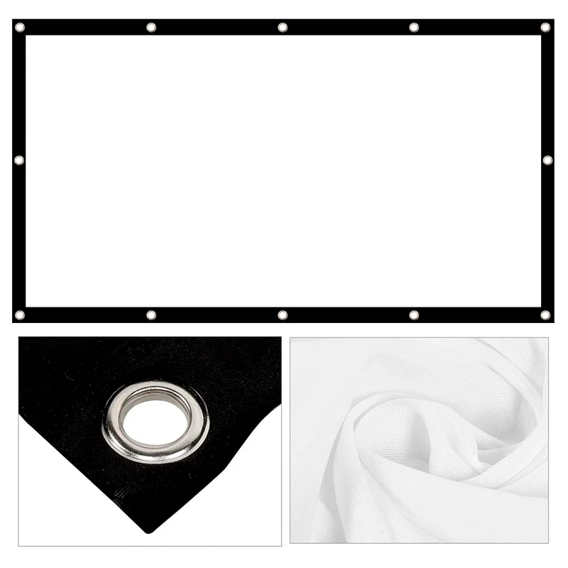 Maclean MC-982 Projection Screen, 120", 265x149cm, 25mm 16:9 Border, Tension Hooks, White