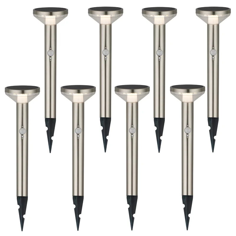 Maclean Solar LED Light, with sensor, 3 modes,plug-in, Li-ion 18650, IP44, 3.7V, 1200 mAh, Chrome matt, MCE465 C/M, 8 pieces