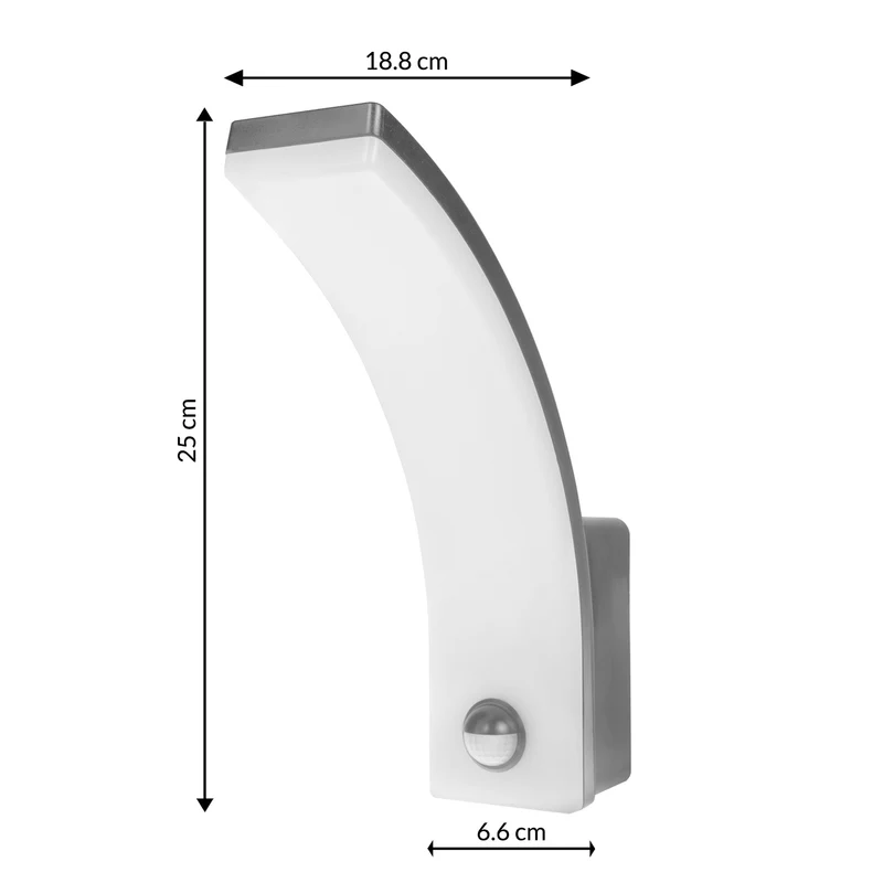 Maclean motion sensor LED lamp, PIR motion sensor, grey, 20W, IP65, 2000lm, neutral white (4000K) MCE512 GR, 2 pieces