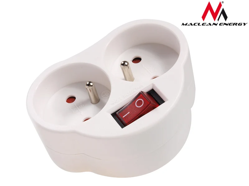 Maclean current outlet, with switch, x2, max. 3680W, type E MCE31