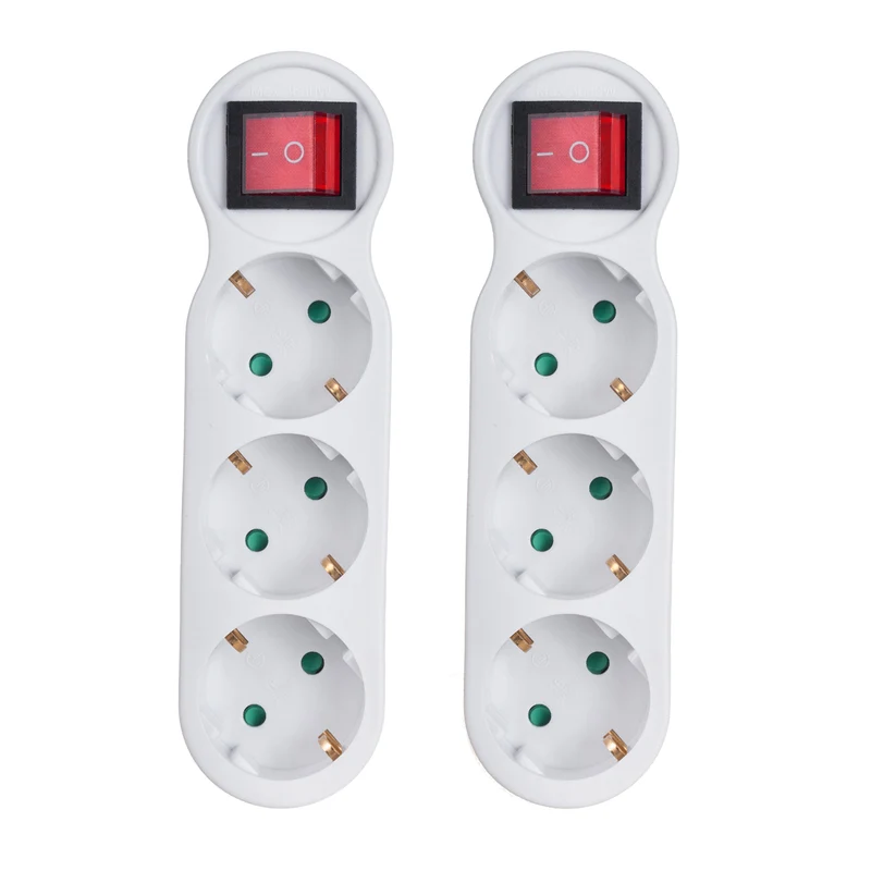 2x Maclean current outlet, triple, with switch and ground, 16A, German version, MCE216