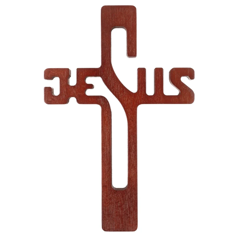 Wooden cross hanging inscription JESUS brown 30x20x1.8cm
