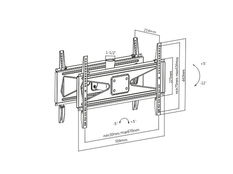 TV Ceiling Mount Bracket for 2 Screen LED LCD 37" - 75" Tilt Rotatable 50kg VESA
