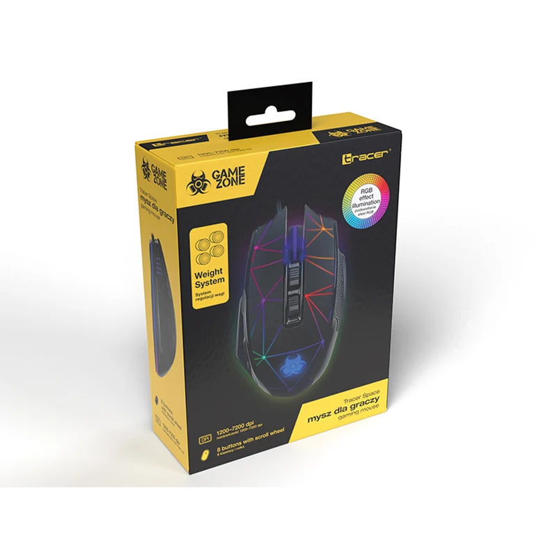Tracer gaming mouse, RGB backlight, 7200 DPI, Space