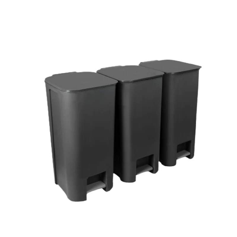 Segregation set 3 x garbage can with pedal 40 L dark graphite Practic 10105593