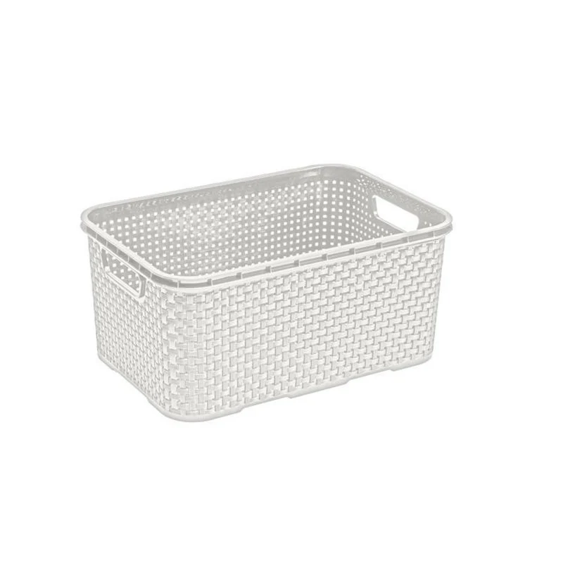 BranQ Rattan 7L storage basket antique white with handles
