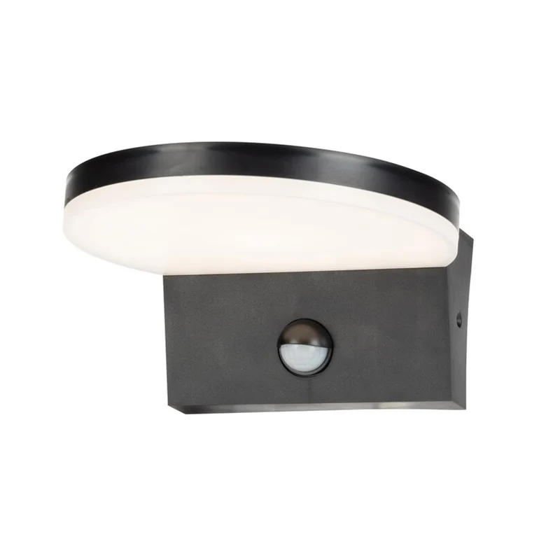 Rabalux outdoor wall lamp, motion sensor, 9W, black, Batida