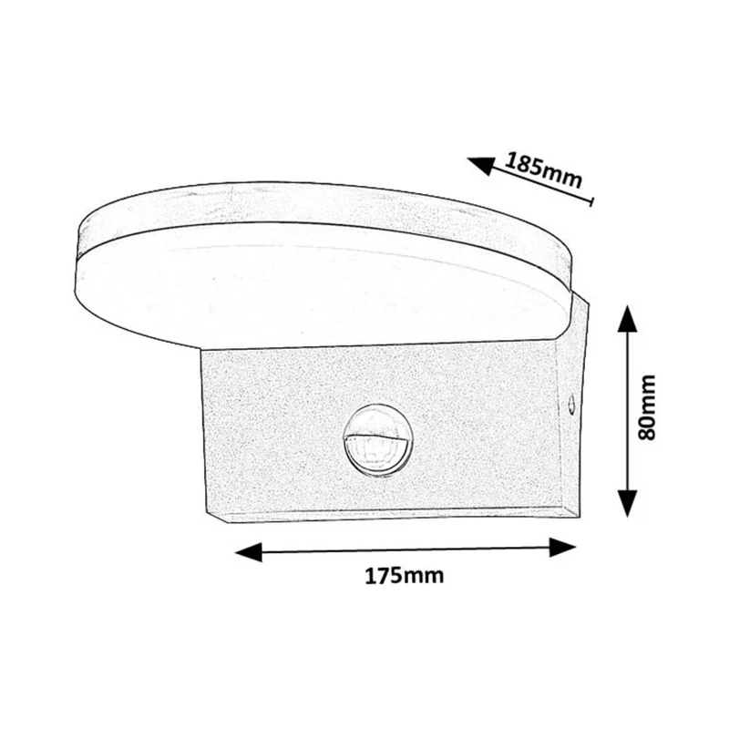 Rabalux outdoor wall lamp, motion sensor, 9W, black, Batida