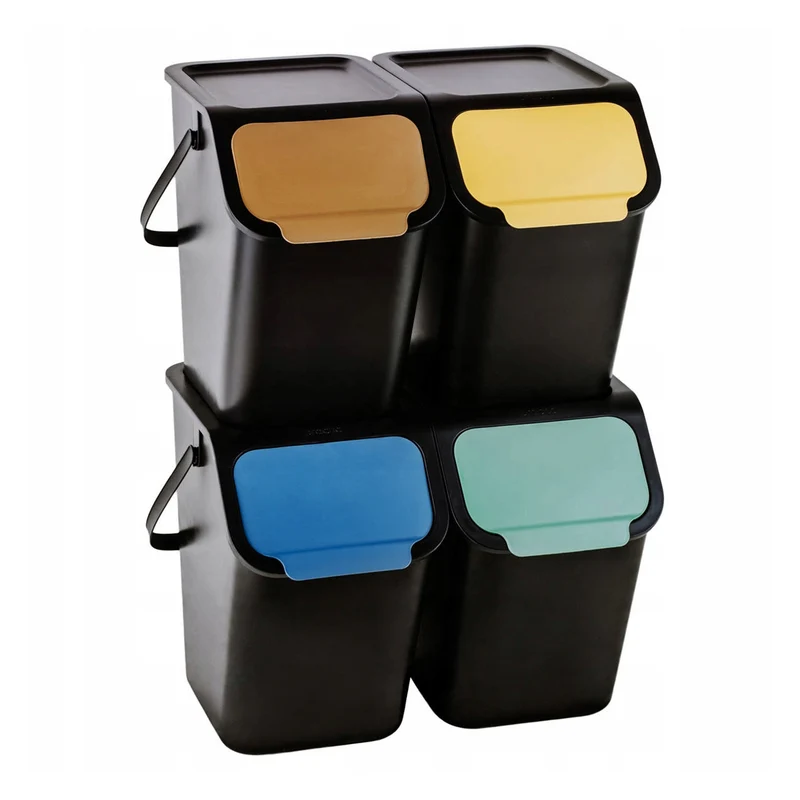 Practic container set, segregation, 4x25l, black, Bini 10100577