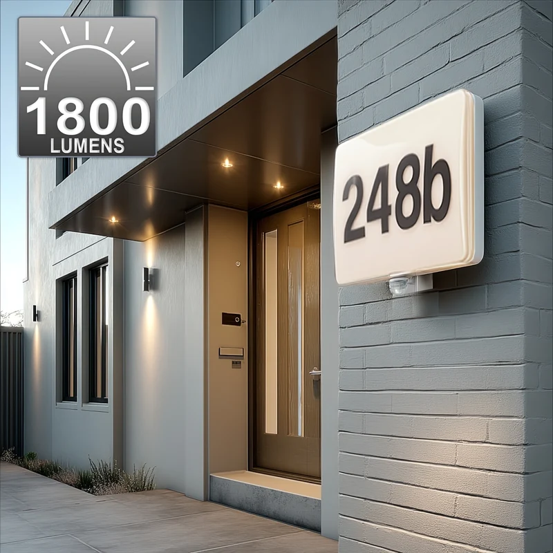 Maclean MCE466 LED Lamp with House Number Sign IR Sensor Dusk to Dawn Dimmable 20W IP65 1600lm