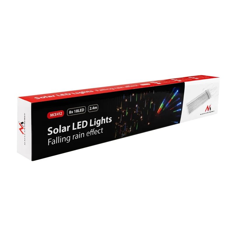 Maclean MCE411 LED Solar Fairy Lights String 144 LED RGB Battery IP44 Icicle Christmas Tree