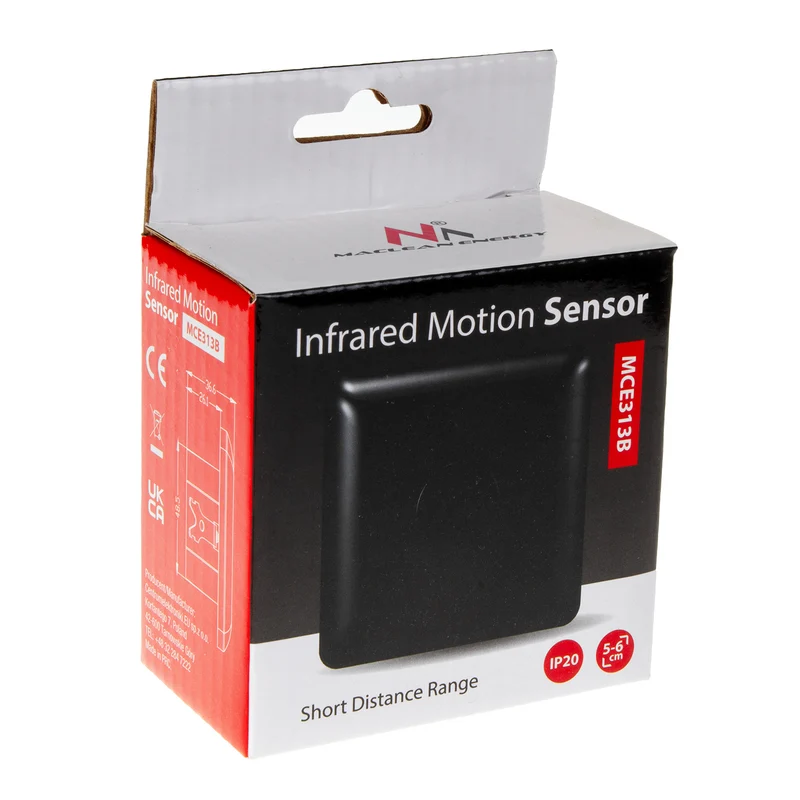 Maclean MCE313 B: Short-Range PIR Sensor, 5-6cm range, recessed box, max. load 1200W.