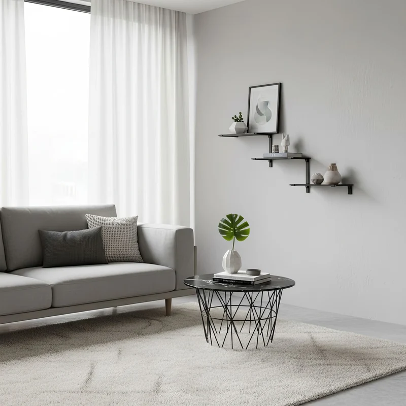 Maclean MC-974 Three-level Modular Shelves, Wall Floating Shelves, Storage, 30kg max