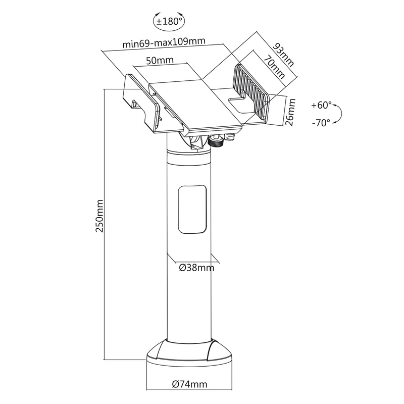 Maclean MC-847 Payment Terminal Card Holder Desk Table Mount Adjustable Universal Pole Tabletop Stand
