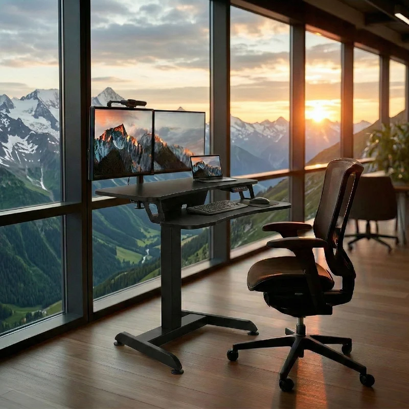 Maclean MC-835 Portable Desk Electric Height Adjustable 72 -122cm max. 37 kg Control Panel Sit Stand Work Station