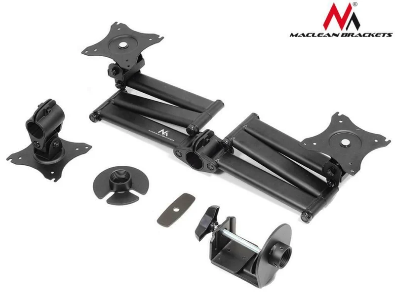 Maclean MC-691 TRE Triple Stand 3 Monitors Bracket Desk Mount Holder Table Mounting Arm 13" - 27" 8kg